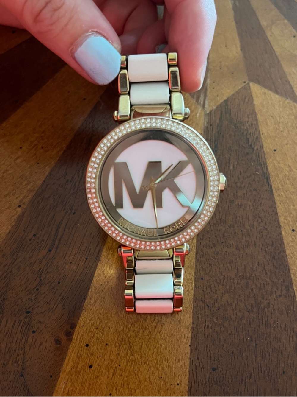 Michael Kors Gold and White MK Bracelet Watch